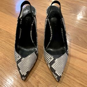 M.Gemi Black & White Snakeskin Slingbacks sz 35.5